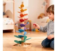 Arcobaleno Albero tibetano per bambini a partire dai 3, Arcobaleno Suono Murmelbahn, Montessori, giocattolo educativo in legno, per ragazze e ragazzi