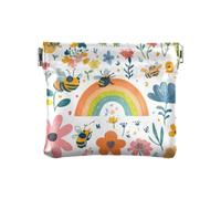 Arcobaleno Animali Fiori Rana Ape PU Cuoio Piccolo Portamonete Portamonete Portatile Portamonete Organizzatori di Denaro, Animali arcobaleno fiori rana ape, 1 size, Stampa artistica