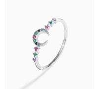 Arcobaleno Arcobaleno Creativo Luna Rubino Smeraldo Pieno Diamante Coppia Anelli Per Le Donne Originale Sterling 925 Gioielli Regalo In Argento 925
