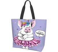 Arcobaleno Cartone Animato Unicorno Stelle Lune Borsa Tote Grandi Borse Casual da Donna Borse a Tracolla Riutilizzabili per Lavoro Shopping Viaggi Spiaggia