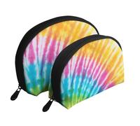 Arcobaleno colorato a spirale per tintura per cravatta, Borsa per trucco a conchiglia Portamonete da donna Borsa da toilette piccola Borsa per cosmetici 2 pezzi