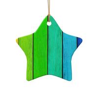 Arcobaleno Colorato Legno Sfondo Stampa Accessori Festivi Ornamento Ceramica, Ciondolo A Forma Di Cuore Stella Per La