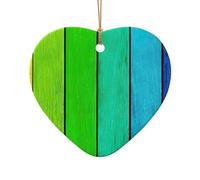 Arcobaleno Colorato Legno Sfondo Stampa Accessori Festivi Ornamento Ceramica, Ciondolo A Forma Di Cuore Stella Per La