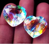 Arcobaleno Colore Mystic Quarzo 17 A 20 KT Loose Gemma Cuore Paio Certificato