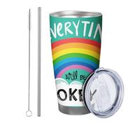 Arcobaleno con coperchio bicchiere Set Di 1 Foglie Nuvola Botanico Bella Parola Lettera Estetica Cartone Animato Bambini verde Isolato Can Cooler Infrangibile Viaggio Piscina All'aperto Stemless