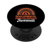 Arcobaleno del nastro arancione della consapevolezza delle disabilità dello sviluppo PopSockets PopGrip Adesivo