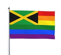 Arcobaleno Della Giamaica Bandiere Da Giardino Con 2 Occhielli Bandiera Da Cortile Durevole Bandiere Di Benvenuto Decorazione Per Patio Interni Fattoria 90X152Cm