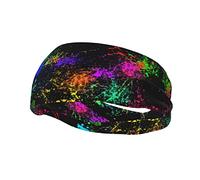 Arcobaleno di schizzi di vernice al neon fasce per capelli fascia antisudore sportiva fasce per esercizi atletici turbante testa per capelli per uomo donna yoga fitness
