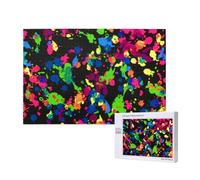 Arcobaleno di schizzi di vernice al neon,Puzzle in legno da 1000 pezzi per famiglie, puzzle per adulti e adolescenti