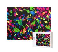Arcobaleno di schizzi di vernice al neon,Puzzle in legno da 500 pezzi, gioco di famiglia, puzzle per adulti e adolescenti, decorazioni per la casa