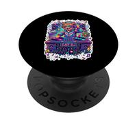 Arcobaleno Dj Cat EDM Musica Divertente Retro 80s Retrowave PopSockets PopGrip Adesivo