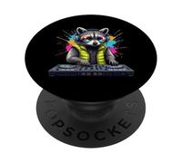 Arcobaleno DJ Scimmia con occhiali da sole cuffie EDM Musica divertente PopSockets PopGrip Adesivo