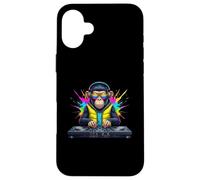 Arcobaleno Dj Scimmia Musica Divertente Monkey Indossare Cuffie Custodia per iPhone 16 Plus
