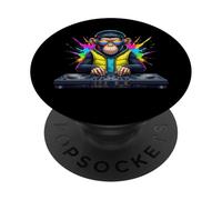 Arcobaleno Dj Scimmia Musica Divertente Monkey Indossare Cuffie PopSockets PopGrip Adesivo