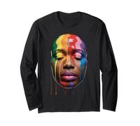 Arcobaleno Drip Ritratto Colorato LGBTQ Espressione Donne Uomini Maglia a Manica