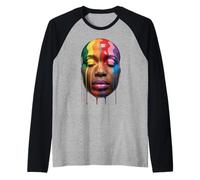 Arcobaleno Drip Ritratto Colorato LGBTQ Espressione Donne Uomini Maglia con Maniche Raglan