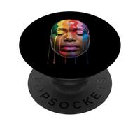 Arcobaleno Drip Ritratto Colorato LGBTQ Espressione Donne Uomini PopSockets PopGrip Adesivo