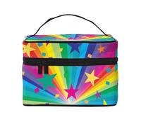 Arcobaleno e stelle, raggi di coriandoli, borsa da viaggio per il trucco da donna, grande organizer per cosmetici