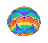 Arcobaleno Gay Pride Cuffia da doccia per donna Regolabile Doppio impermeabile Cappello da doccia da bagno Protezione dei capelli Cappello da doccia riutilizzabile per salone da donna