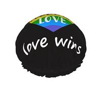 Arcobaleno Gay Pride Lgbtq Cuffia da doccia Donna Cappucci per capelli lunghi riutilizzabili con fascia elastica Cappello da doccia a doppio strato per adulti Bambini