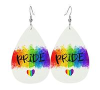 Arcobaleno Gay Pride Lgbtq Orecchini in pelle per le donne Orecchini pendenti con pendente a goccia con gancio Regali per ragazza adulta