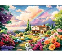 Arcobaleno Giardino Floreale 1000 Pezzi Arte Puzzle,Allenamento Del Cervello Giocattoli Educativi Impegnativi,Adulto Sollievo Dello Stress Pittura Puzzle Parete Decorazione,Puzzle Impossibili