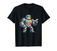 Arcobaleno Graffiti Robot Cartoon Gamer Mech Hero Maglietta