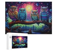 Arcobaleno Gufi Luna Divertente Puzzle In Legno Pittura Arte Immagine Puzzle Decorazione Regali 300/500/1000 Pezzi