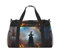 Arcobaleno Halloween Ghost Witch Hat Spiders Stampa Uso quotidiano Duffle Bag di grande capacità Borsa da viaggio Elegante borsa funzionale, nero, Taglia unica