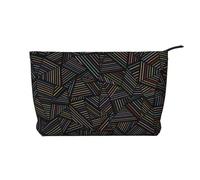 Arcobaleno lineare geometrico stampato in 3D, Borsa per cosmetici in velluto a coste Borsa per il trucco Borsa da viaggio portatile