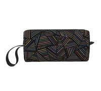 Arcobaleno lineare geometrico stampato in 3D, Borsa per il trucco Borsa per cosmetici Borsa da toilette da viaggio portatile Borsa per trucco Organizer