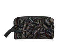 Arcobaleno lineare geometrico stampato in 3D, Borsa per il trucco Borsa per cosmetici Borsa da viaggio portatile da viaggio Borsa per trucco Organizer