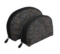Arcobaleno lineare geometrico stampato in 3D, Borsa per trucco a conchiglia Portamonete da donna Borsa da toilette piccola Borsa per cosmetici 2 pezzi