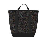 Arcobaleno lineare geometrico stampato in 3D,Borsa porta pranzo grande capacità isolata per donne e uomini, lavoro, picnic, viaggi