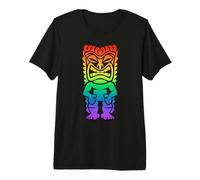 Arcobaleno Lono Hawaiian Tiki Dio Polinesiano Tribale Hawaii Maglietta Premium