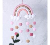 Arcobaleno macramè, arazzo da parete intrecciato a mano, con ciondolo a pompon, decorazione da parete per cameretta dei bambini (#1)