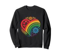 Arcobaleno Mandala Cuore Fiore Sole Colorato Boho Pride Art Felpa