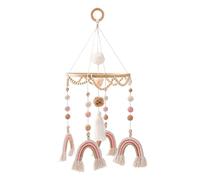 Arcobaleno Mobile - Campana a vento con palline di feltro PomPom per la cameretta dei bambini, in legno, per neonati, ragazzi, ragazze, per appendere il lettino, il fasciatoio