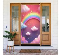 Arcobaleno Nuvola Stella Stampa No.22 Coperture Decorative Porta Banner Decorazioni per Interni/Esterni, Primavera, Estate, Autunno, Inverno Halloween Natale Decorazioni per la casa