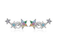 Arcobaleno Orecchini in Argento Sterling 925 con Stella a Cinque Punte e Cristalli Multipli per Donne, Gioielli di Impegno