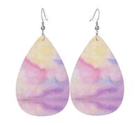 Arcobaleno Orecchini in pelle da donna pendenti a goccia con stampa accessori alla moda da indossare tutti i giorni per feste, Misura unica, Pelle