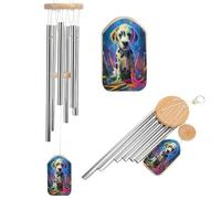 Arcobaleno Paint Dog Fantasy Art Wind Chimes Memorial Deep Tone Windchime con 6 Tubi di Alluminio Esterno Cortile Decorazione Giardino