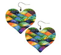 Arcobaleno Pesce Scale Stampe Eleganti Orecchini a Forma di Cuore Leggero Accessori Da Donna Perfetto Per Feste E San Valentino.