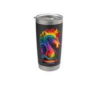 Arcobaleno Scacchi Cavaliere Artistico Strategia Amanti Design Bicchiere termico in acciaio inox doppia parete