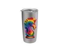 Arcobaleno Scacchi Cavaliere Artistico Strategia Amanti Design Bicchiere termico in acciaio inox doppia parete