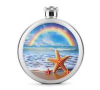 Arcobaleno Sopra il Mare Nuvole e Spiaggia Stella Marina Fiaschetta per Liquori Bottiglia di Vino Portatile Carino Fondine In Acciaio Inox