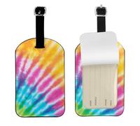 Arcobaleno tie-dye a spirale colorata,Etichette per bagagli in pelle PU, etichette per bagagli resistenti da viaggio, 2 pezzi
