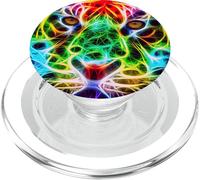 Arcobaleno Tigre Face Colorful Fractal Art Design PopSockets PopGrip per MagSafe