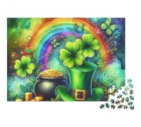 Arcobaleno Trifoglio Cappello Puzzle 1000 Pezzi Puzzle per Adulti Gioco di Puzzle 1000 Pezzi Relax Decorazione Regalo 38x26cm/1000pcs