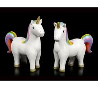 Arcobaleno Unicorno Statue - 2er Set - Fantasy Unicorno Pegasus Dekostatue
